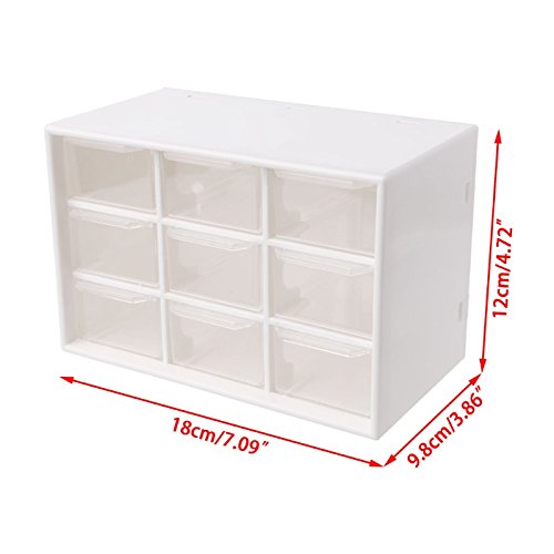 Yuly 9 Drawer Plastic Storage Cabinet Desktop Makeup Bin Box Jewellery Organizer Organizer Drawers, White