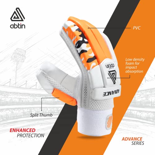 Image of ABTIN | The Advance Series Batting Gloves | Boy Size | Premium Leather Palm (Orange) (Right Hand)