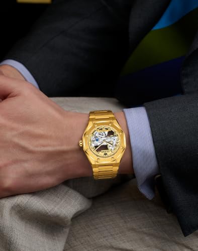 Image of OLEVS Watches for Men Automatic Skeleton Original Luxury Waterproof Watch