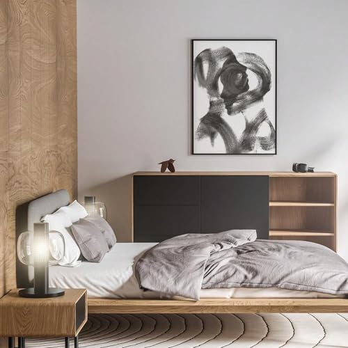 Tableau art abstrait noir et blanc pour decoration murale
