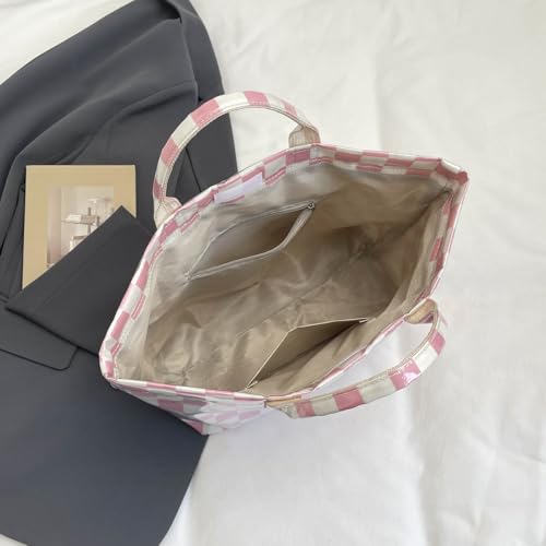 Image of Lushandy Striped PVC Tote Bag for Women, Waterproof Plastic Tote Bag for Beach Pool Large Top Handle Travel Hobo Handbag | Waterproof Material