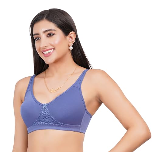 Image of Non Padded Bra in B, C and D Cup for Women - Made of Pure Cotton Full Coverage Over Size Non Wired Pushup Soft Cup for T-Shirt Saree Dress Sports Garment for Daily Use Everyday