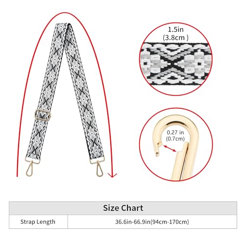 Image of ZOOEASS Wide Shoulder Strap Adjustable Replacement Belt Guitar Style Crossbody Bag Handbag Strap Multicolor Canvas Straps(Wide:1.5in)(Color5)