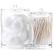Huji Clear Acrylic Cosmetic Organizer with Lids for Cotton Ball and Swab Make up Wipes Pads for Bathroom Accessories Container (1 Organizer, Clear Acrylic Cosmetic Organizer)