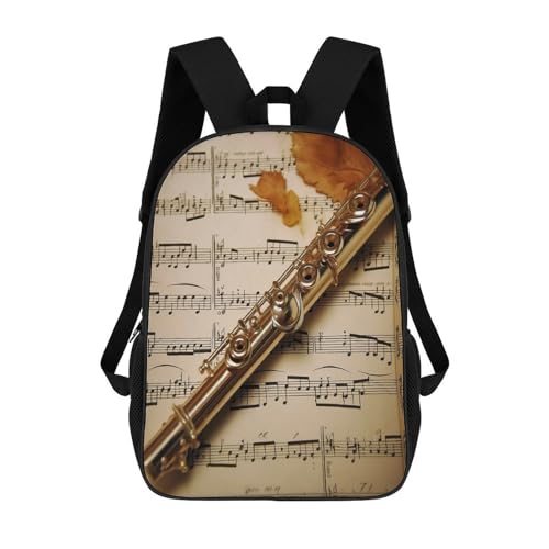LFDSYEOQ Rucksack Flöte Musik 43,2 cm Reiserucksack, groß, Business, Arbeit, College, Laptop-Rucksack für Männer und Frauen, Flötenmusik, 17inch