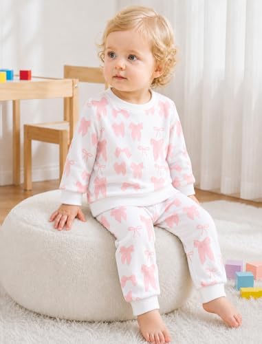 Image of Jecson Baby Girl Clothes Toddler Outfits Quilted Heart Sweatshirt & Jogger Pants Fall Winter Sweatsuit 2Pcs Sets 3M-4T