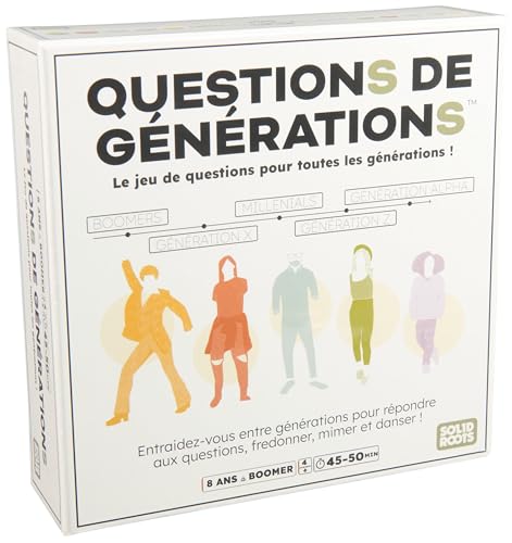 Spin Master Games - Questions De Générations - Jeu De Société pour Toutes Les Générations - Jeu Plateau pour La Famille avec 2000 Questions Et 100 Défis Amusants - Jouet Enfant 8 Ans Et +