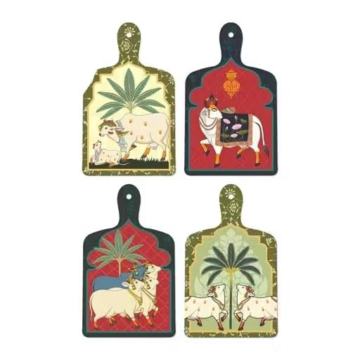 Pichwai Art Wooden Wall Hanging Set for Living Room and Bedroom Décor | Decorative Wall Art Pack of 4 Multi Free Size-image-42