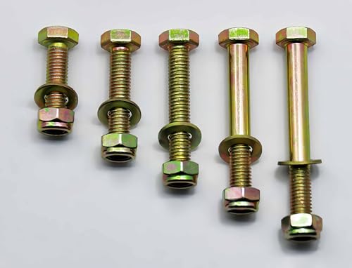 Image of M8 x 60mm Hex Head Bolt by Color Galvanization with Nylon Lock nut and Flat Washer Assortment Kit,Alloy Steel,Grade 8.8.(8pcs Pack)