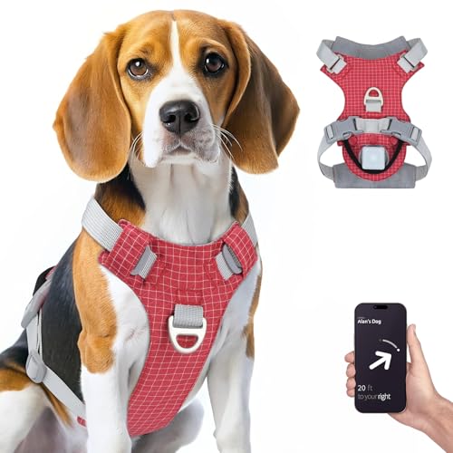 TagME No Pull Dog Harness with 2 Leash Clips,Lightweight & Visible for All-Day Walking,No Choke Pet Vest Includes AirTag Holder for Medium Dogs,Melon Red by TagME - Used condition - US$8.50