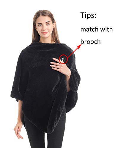 LA CARRIE Women's Faux Fur Poncho Cape Shawl Winter Warmer Open Front Blanket Wrap4