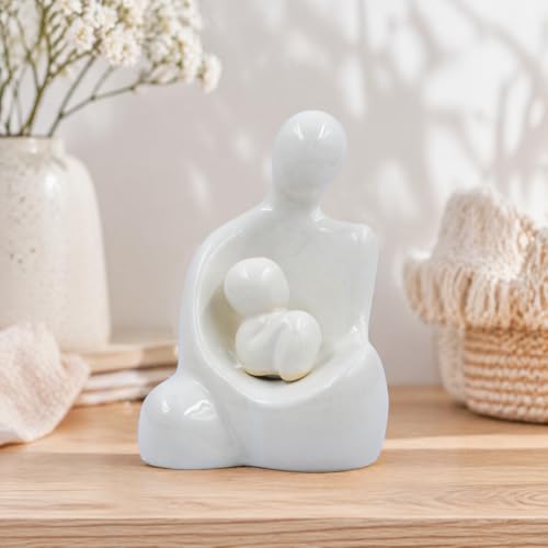 Image of CraftVatika Mother Baby Statue Showpiece Gift, Ceramic Mother Baby Figurine, motherr Child Statue, Home Decor Items, House Warming Gifts Mother's Day, Baby Shower Gifts for Mom to be