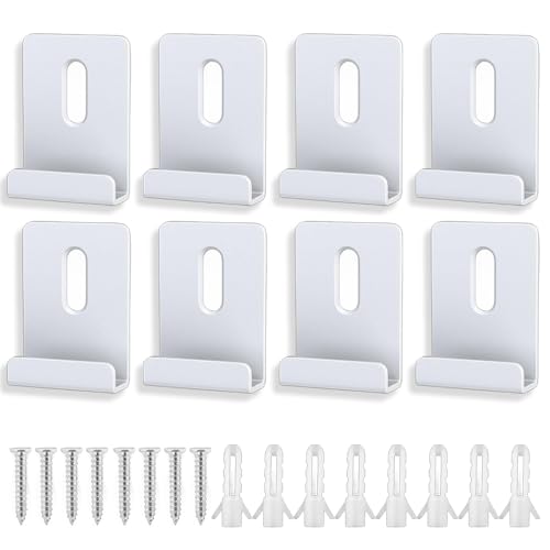 Image of 8Pcs Metal Mirror Clips, 1 /4 Inch Mirror Clips for Wall Mounting, Wide Channel Mirror Holder Clips, Frameless Heavy Retainer Clips for Mirrors, Heavy Duty Hanging Hardware with Screws, White