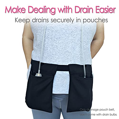 Drain Pouch Holder Adjustable Mastectomy Drainage Pockets Belt For Breast Cancer Surgery Reconstruction Post-Mastectomy Jp Drain Bulbs Tummy Tuck Recovery Black #TOP1