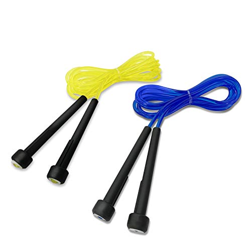 Move-It Kids Jump Rope, Pack of 2 (Blue/Yellow), designed for extended play with “Playbook”, Workout Rope Jump Rope for Kids Crossrope Cordless Jump Rope Thin Rope