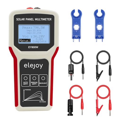 SolaMr 800W Upgrade Solarpanel Tester MPPT Photovoltaik-Multimeter mit ultra Klarem LCD, Intelligente MPPT Leerlaufspannung Fehlersuche und Datenprüfung für Solar-PV-Prüfung -EY 800W