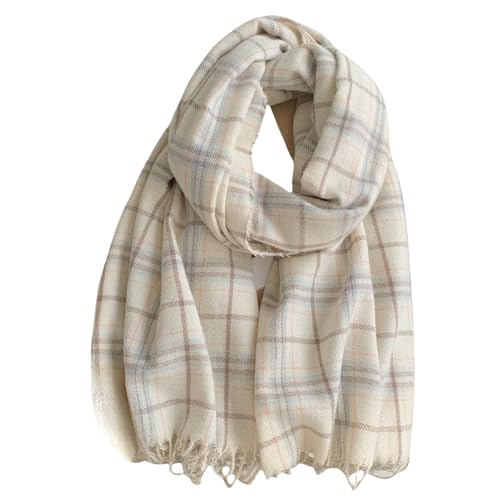 QDLTGBD Bufanda Bufanda De Cachemir Suave De Faux De Mujer Bufanda De Invierno Suave Y Cálida Bufanda Versátil Bufanda A Cuadros -White-a