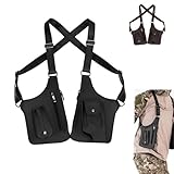 Sac Épaule Cuir Anti-Vol Homme – Nouveau Sac sous-Bras Double Bretelle Ajustable, 2 Compartiments (Pochette Téléphone & Portefeuille), Accessoire Décontracté pour Voyages & Plein Air (Noir)