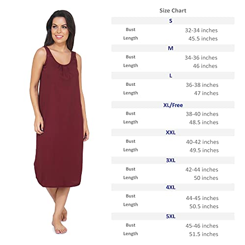 Image of BLAZON Women's Cotton Hosiery Solid Maxi Nighty Slip (Pack of 2) Available Sizes: S, M, L, XL, 2XL, 3XL, 4XL, 5XL