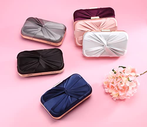 Image of Pleated Satin Clutch Purse For Women Wedding Bridal Clutch Bag Prom Party Clutch