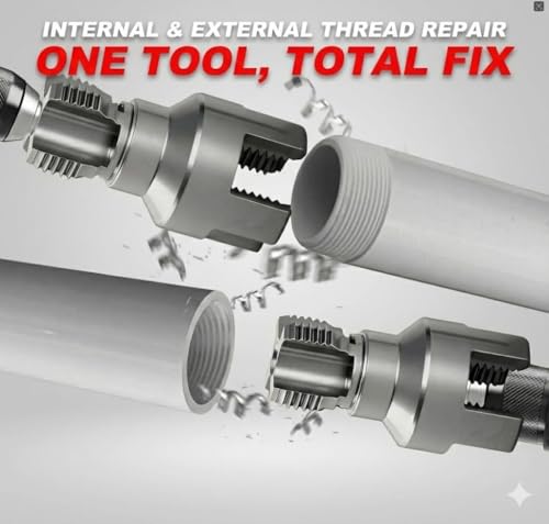 Judelvei 3 Pcs Integrated Internal & External Pipe Threading Tool, 1/2" & 3/4"& 1" Dual-Function Pipe Threading Tool for PVC/Plastic Pipes, Electric Drill Compatible Pipe Threader Kit (Big) by Judelvei - Image 6