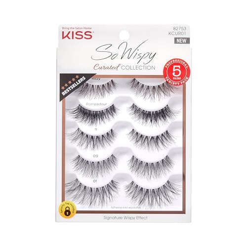 KISS So Wispy Curated Collection of Bestselling False Eyelash Styles Multipack, Volume & Curl, Lash