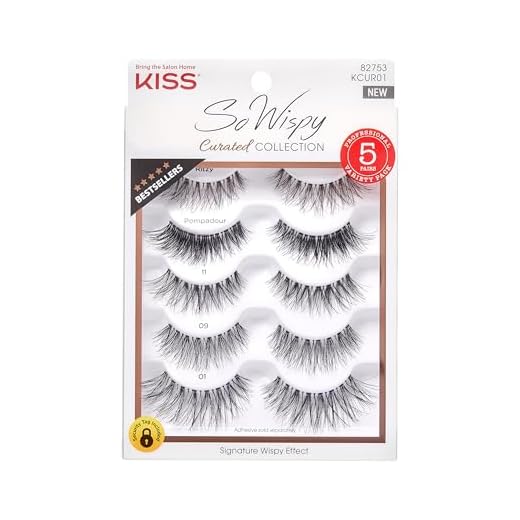 KISS So Wispy Curated Collection of Bestselling False Eyelash Styles Multipack, Volume & Curl, Lash Extensions Look, Signature Wispy Effect, Cruelty Free, Reusable, Contact Lens Friendly, 5-Pair