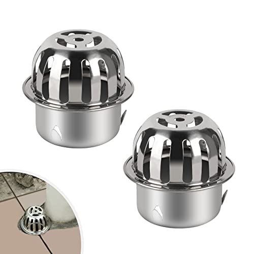EFUTURETIME 2 Stück Laubfanggitter Edelstahl 58mm, Dachrinnen Laubschutz, Fallrohrgitter, Fallrohrschutz Dachrinnenschutz für Dachrohre, Abflüsse und Fallrohre