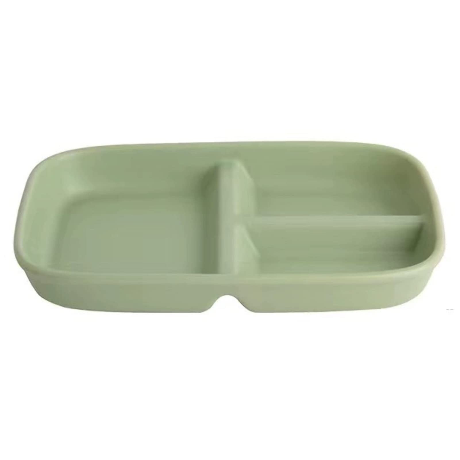 Ceramic Divided Dinner Tray Rectangular 3 Sections Dinner Plates Portion Control Plate Serving Plate Dividers for Healthy Eating & Bariatric Diet, Microwave And Dishwasher Safe (Color : Green)