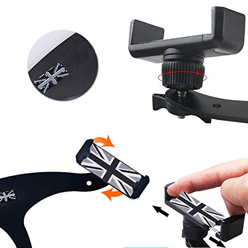 GTinthebox Smartphone Cell Phone Cup Mount Holder with Cradle Rotatable Clip (Black & Gray Union Jack Flag Style, 3.5-5.5 Inch Phone) for Mini Cooper R55 R56, 1 Pack - Thumbnail 6