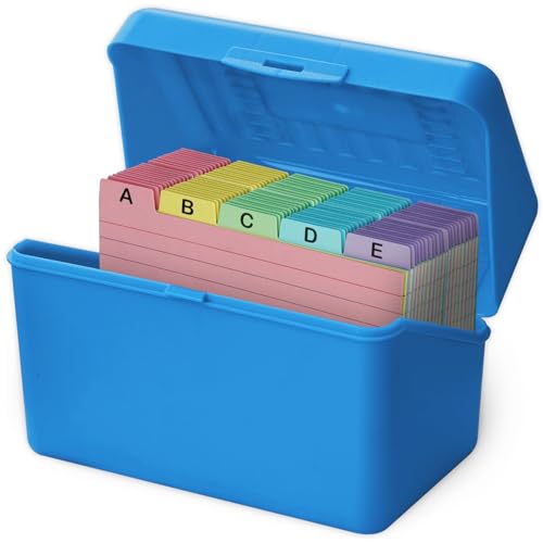 Blue 4x6 Card Box with Tabs