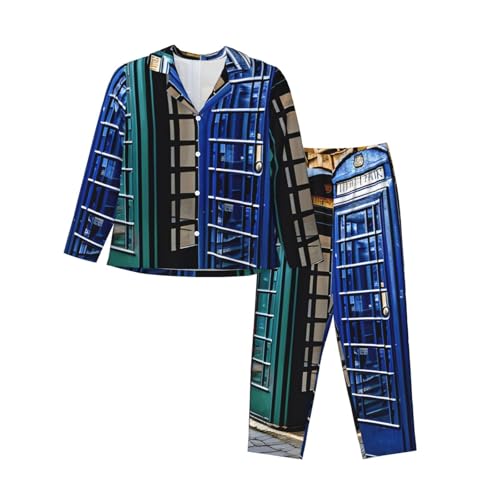 Pyjama cabine britannique femme ensemble 2 pièces manches longues vêtement nuit
