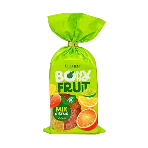 Roshen Bonny Fruit Jelly Candy, Citrus Mix, 7.05 oz (200g) – Soft Chewy Fruit Jelly Candies with Natural Pectin, Sugar Coated Citrusy Flavored Candy, Kosher & Halal Sweet Treat
