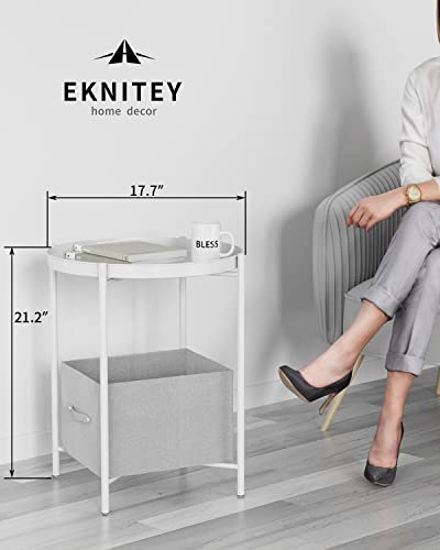 Eknitey END TABLE 001 Table,Folding Metal Side Table Waterproof Small Coffee Table Sofa Side Table With Removable Tray thumb #2