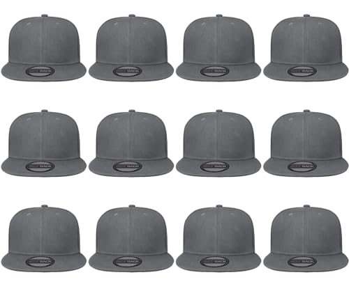 Image of Gelante Plain Blank Flat Brim Adjustable Snapback Baseball Caps Wholesale LOT 12 Pack