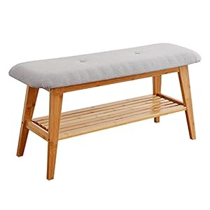 Taifuan Shoe Rack Bench, Bamboo Storage Bench With Cushioned Seat, Padded Seat Shoe Bench With Storage Shelf, Shoe Organizer For Entryway, Hallway, Bedroom And Living Room,