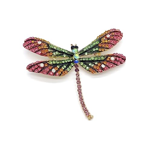 Broche libellule pour femme en cristal scintillant, accessoire costume élégant et raffiné