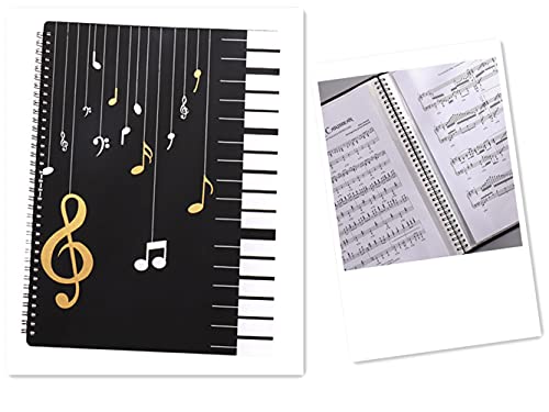 Worfey Sheet Music Folder,Paper Documents Storage Folder,Test Paper Collection Booklet .Spiral-Bound A4 Size，30 Sleeves, 60Pages (Piano Keys) #TOP21