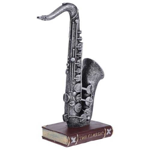 Saxophone en résine argentée d'une finition délicate et chic