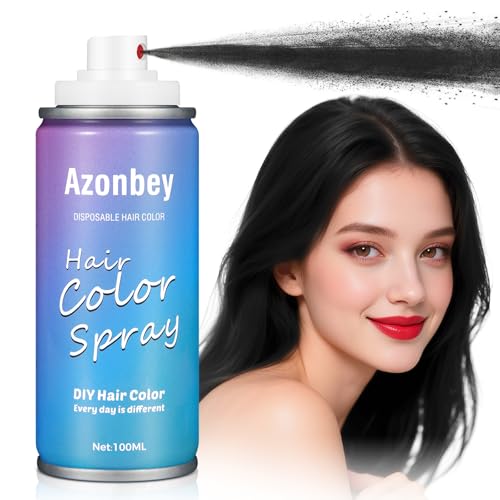 Black Hair Spray Temporary Hair Color Spray for Women Kids Men Washable Hairspray Colored Hair Spray Color Hairspray for Halloween Party Cosplay Christmas Day (03#Black)