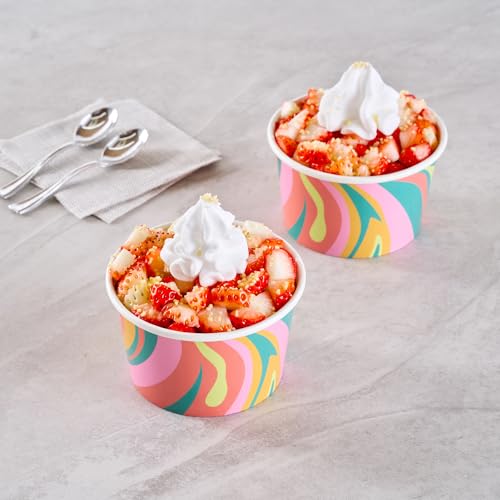 Image of Coppetta 8 Ounce Dessert Cups, 200 Greaseproof Ice Cream Cups - Lids Sold Separately, For Hot And Cold Foods, Psychedelic Sunrise Paper Yogurt Bowls, Disposable, Sturdy - Restaurantware