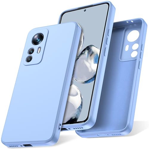 Watana Hülle für Xiaomi 12T Soft Touch HandyHülle Case mit rutschfeste Hülle Silikon mit Mikrofaserfutter SilikonHülle für Xiaomi 12T Hellblau