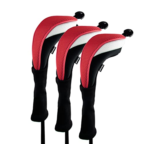 Andux 4Pcs/Pack Long Neck Golf Hybrid Club Head Covers Interchangeable No. Tag Ctmt-02 Red #TOP1