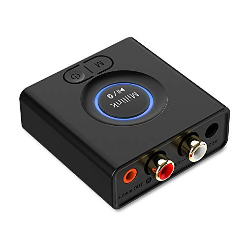 Miilink Bluetooth Empfänger Receiver, Bluetooth Aux Adapter mit Bluetooth 5.0, Akkulaufzeit von 12 Stunden, Dual Link Verbindung, für Lautsprecher,