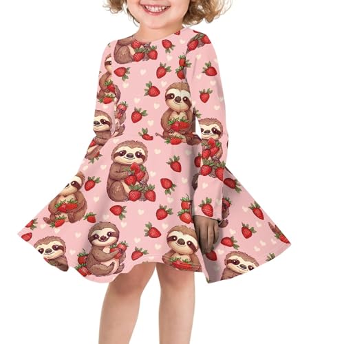Dress Girls Casual Soft Comfy Long Sleeve Flowy Fall Dresses Spring Vacation Cute Print Fit and Flare A Line Dress3