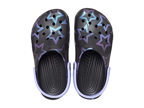 Image of Crocs Unisex-Child Classic Graphic Clog, Stars /Black, 4, Big Kid