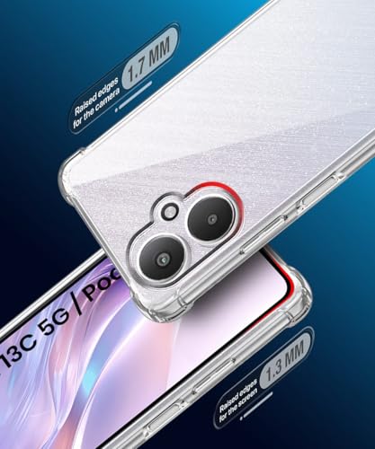 Image of WOW IMAGINE Clear Back Cover Case for Xiaomi Redmi 13C 5G | Poco M6 5G | Shockproof Soft TPU Case | Cushioned Edges for Ultimate Protection Back Cover Case - Transparent