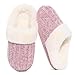 Evshine Women's Warm Chenille Knit House Slippers Comfy Memory Foam Winter Slippers with Faux Fur Collar and Indoor Outdoor Soles Pink, 40-41 (Size 8-8.5)