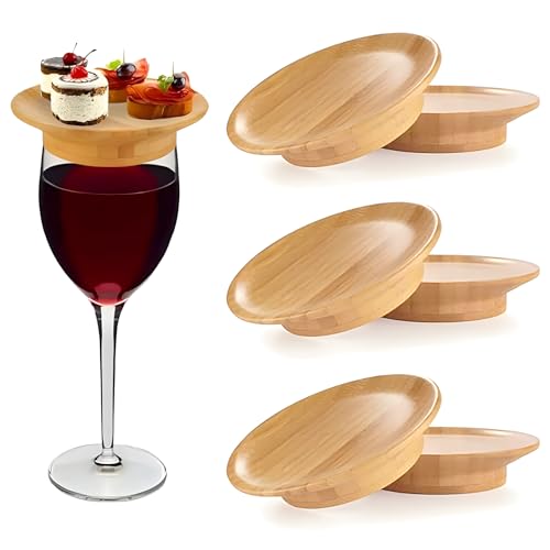 6 Topper Per Bicchieri Da Vino In Legno - Piattini Per Salumi E Antipasti