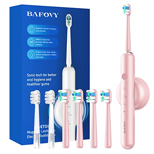 Sonic Electric Toothbrush for Adults, BAFOVY 48000 VPM Deep Cleaning Rechargeable Sonic Toothbrushes, Wall-Mounted Magnetic Wireless Charger, 6 Brush Heads, 3 Modes & Smart Timer (Pale Pink) Sonic Electric Toothbrush for Adults, BAFOVY 48000 VPM Deep Cleaning Rechargeable Sonic Toothbrushes, Wall-Mounted Magnetic Wireless Charger, 6 Brush Heads, 3 Modes & Smart Timer (Pale Pink)